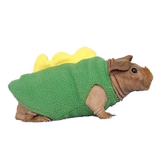 Small Animal Sweater for Hairless Guinea Pig Dinosaur Costume Shirt Autumn Winter Warm Wear Sweater Small Animal Clothes for Guinea Pig Skinny Pig Rabbit Chinchilla Kitten Puppy (M (0.88-1.32 lb))