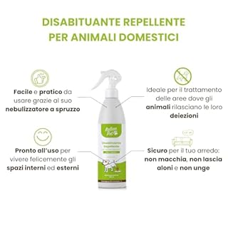 Italian Pet Eco Disabituante per Gatti, Cani, Animali Domestici - Repellente Pipì da Esterno e Interno - Dissuasore Naturale Urine Pronto Uso - Innocuo per Salute - Flacone plastica 100% riciclata