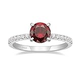 Gloffery 925 Sterling Silver Engagement Rings for Women 1.25 CT Round Solitaire Created Emerald Aquamarine Garnet CZ Half Eternity Promise Rings for Her Size 5-10