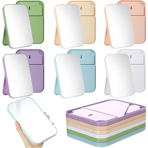 Honeydak 16 Pcs Desktop Makeup Mirror Bulk Table Mirrors with Stand 90° Adjustable Portable Folding Travel for Spa Party Favors Women Cosmetics Personal Beauty Sleepover Slumber Accessory (Colorful)