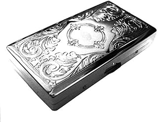 Victorian Style Cigarette Case Double Sided King & 100s Etched Pattern By Kasebi