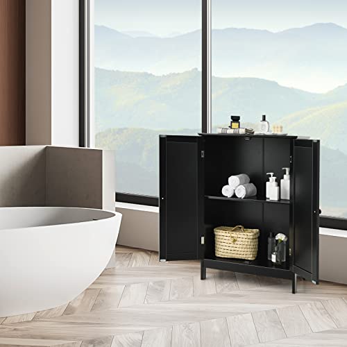 Giantex Storage Cabinet With Doors And Shelves - Freestanding Storage Organizer With Anti-Tipping Device, Entryway Storage Unit For Living Room, Bedroom, Home Decor, Bathroom Floor Cabinet (Black) #TOP7