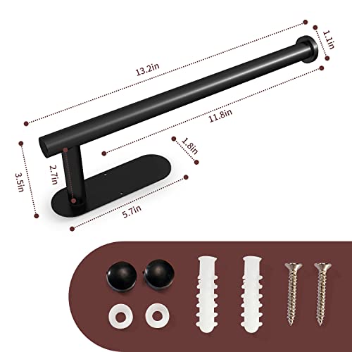 Dekava Paper Towel Holder Under Cabinet Wall Mount For Kitchen Paper Towel, Self-Adhesive Paper Towel Bar, Paper Towel Rack, Sus304 Stainless Steel 13 Inch (Black, 1) #TOP3