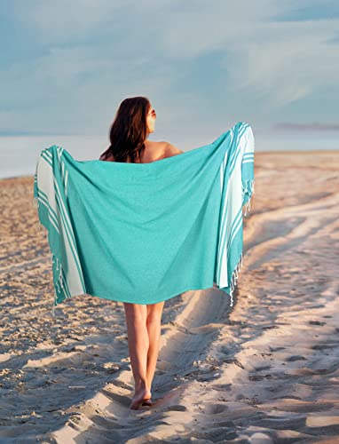 Turkish Towel 2 Pack, Bath Towels, Blanket Towels, Blue Blanket, Blue Towels, Turkish Peshtemal Towels, Pestemal Towels, Thin Camping Bath, Pool Blanket, Fouta Towels 100% Cotton-36X71- Sea Green #TOP4
