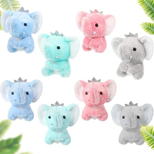 8 Pcs Mini Baby Stuff Animal Small Stuffed Animal Plush Animal Toy Dolls for Boys and Girls Birthday Christmas Party Favors Decoration Goodie Bag Fillers Gift (Elephant ,4 Inches)