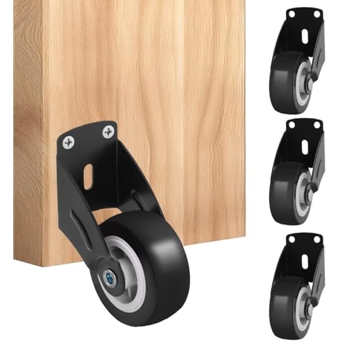 Image of Small Gate Wheel 2inch-4pcs, Anti-Sag Door Bottom Support Wheels | Steel Plate Mount Gate Caster Wheel with Screws, 55Lbs Each, Silent Rubber Wheel for Wooden Fence Gate, Cabinet, Furniture