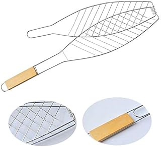 Grelha dupla para assar peixes na churrasqueira em aço inox