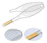 Grelha dupla para assar peixes na churrasqueira em aço inox