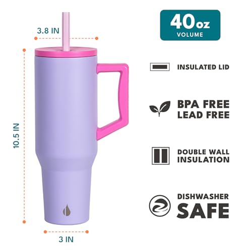 Image of Elemental Spill Proof 40oz Insulated Tumbler with Handle & Straw Travel Mug