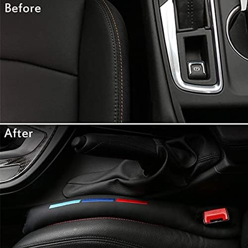 2PCS 46cm PU Faux Leather Car Seat Crevice Gap Filler Slot Plug Cover Pad Universal Accessory (Black)