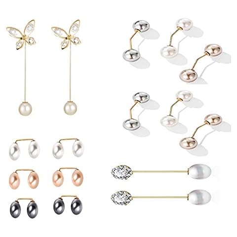 16pcs Brooch Pin,Sweater Shawl Clip,Anti-Light Neckline Pin,Fixed Clothes Buckle,Mini Elegant Cardigan Neckline Invisible Decorative,DIY Jewelry Party Clothes Accessories Cover