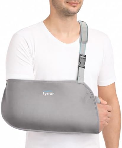 TYNOR Pouch Arm Sling Baggy | Lightweight & Breathable Arm Support for Injury Recovery, Shoulder Dislocation | Adjustable Comfort Fit, Pain Relief Brace for Men & Women | Pack of 1 (Grey, Medium)