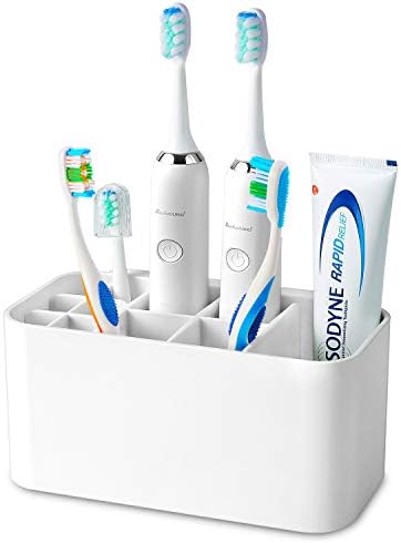 Colist Toothbrush Holder Wall Mounted,Detachable Bathroom Toothbrush Organizer,with Drainage Hole Family Toothbrush Caddy for ElectricToothbrush and Manual Toothbrush Storage