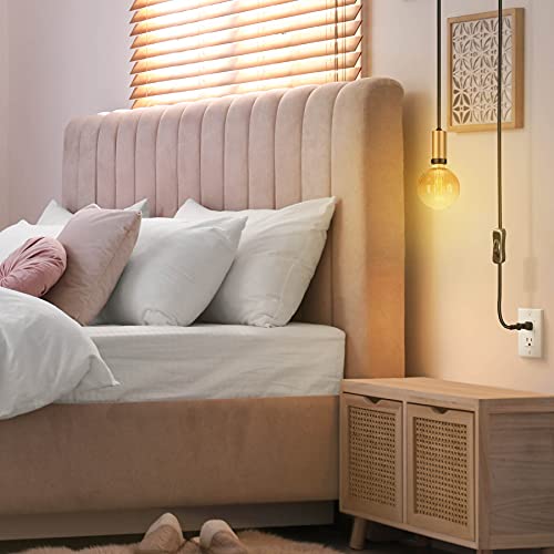 Next Glow 10Ft Pendant Light Cord Vintage Socket And Woven Fabric Cord Pendant Light Kit With Switch And Plug, Pendant Lamp Cord Diy Single Hanging Light Fixtures Standard E26 Socket Bulb Not Included #TOP3