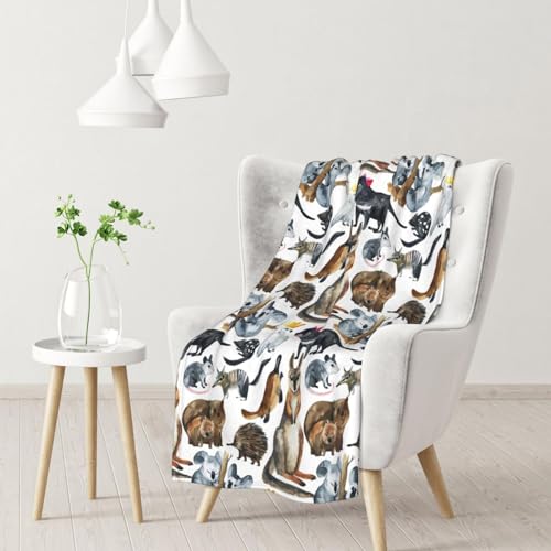 Decke, warme Flanelldecke/Decke, Bettüberwurf für Sofa, Büro, 102 x 76 cm,Australien süße Tiere