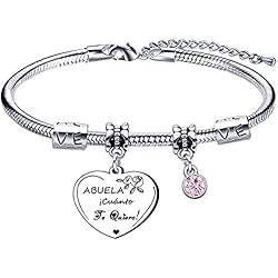 Lumengqi Presenta la Pulsera Grabada de la Abuela ¡Abuela, Cuánto te Quiero! Pulsera Original de la Abuela Regalo de Cumpleaños de la Abuela Regalo del Día de la Madre Día del Abuelo