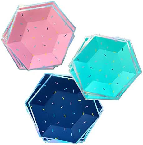 Amazon Com Harlow Grey Sprinkles Small Paper Plates 18 Plate Multi Color Pack Kids Party Baby Shower Or Birthday Disposable Party Plates Bright Home Kitchen