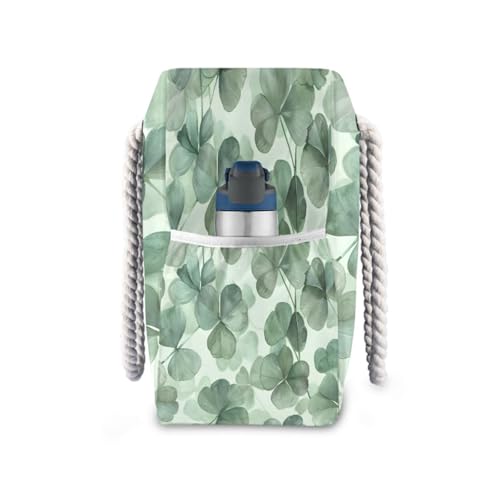 Beach Bag - Large Tote Bags for Women Leaves Green Splash Ink Shoulder Bags Zipper Waterproof Sandproof for Travel Gym Swim Daily3