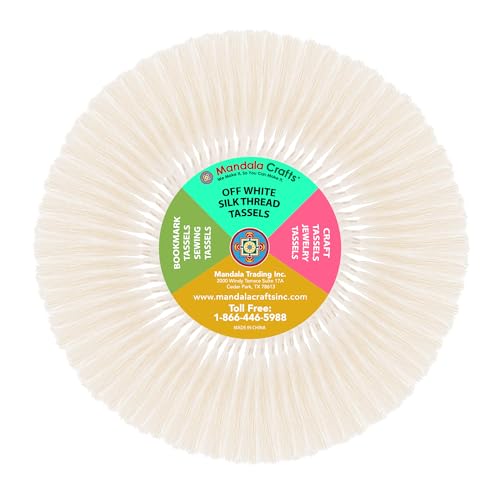 Mandala Crafts 100 Off White Silky Bookmark Tassels with Loops for Crafts