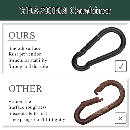 50PCS Spring Snap Hook Carabiners, M5 Small Carabiner Clip, 1.96 Inch Heavy Duty Galvanized Steel Spring Clip, Quick Link Key Chain for Swing Hammock Gym Outdoor, 200LBS Holding Capacity by YEAZHEN - Image 4