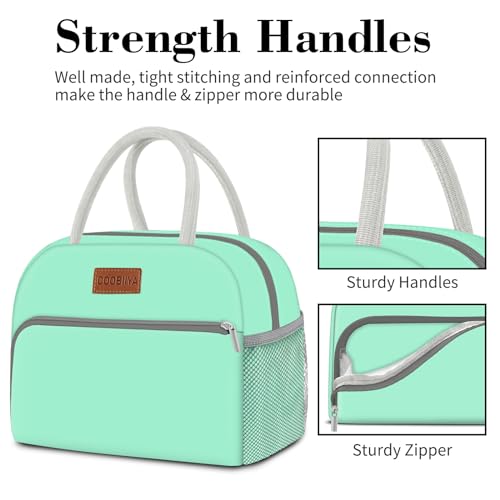 Coobiiya Lunch Bag Women, Lunch Box Bag for Women Adult Men, Small Leakproof Cute Lunch Tote Large Capacity Reusable Insulated Cooler Lunch Container for Work/Office/Picnic/Travel-Green - Thumbnail 5