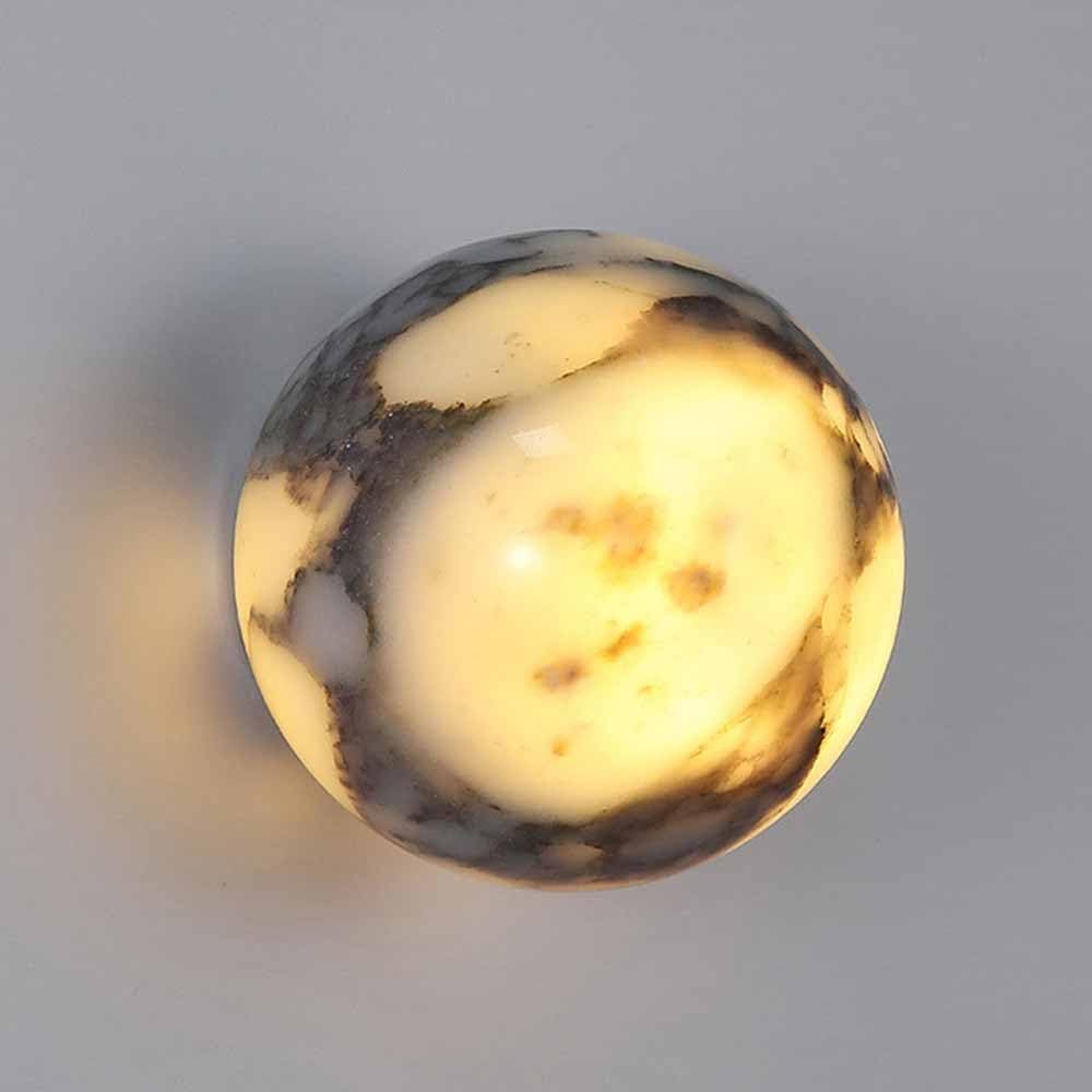 Round Alabaster Sconce Modern Marble Wall Light Fixture Mini Globe Bathroom Vanity Wall Lamp Stone LED Warm Light Wall Mount Light for Living Room Dining Room Kitchen Hallway