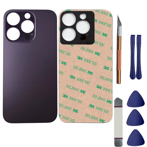 Image of 14 Pro Max Back Glass Replacement for iPhone 14 Pro Max Rear Back Glass Compatible with iPhone 14 Pro Max with Pre-Installed Adhesive + Reparing Toolkit (Deep Purple)