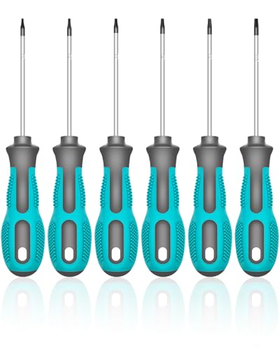 Tcwous Torx Screwdriver Set, 6-Piece Small Star Screwdriver Set with T5, T6, T7, T8, T9, T10 Mini Security Torx Screwdrivers, Professional Non-Slip Cushion Grip Magnetic Screw Driver Set Kit (Green) -  Tc-TS6