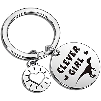Dinosaur Keychain for Fans, Velociraptor Jewelry Gift - Dinosaur Lover Birthday Christmas Gifts, Stainless Steel Movie-Themed Keychain