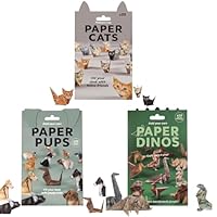JDKJAG 50pcs 3D Origami Kit, DIY Paper Cats Origami Kit, Creative Origami Animal Kit, Fold Your Own Paper Cats, Origami Animal Shaped Decoration Kit, Origami Set for Adults Kids (cat+Dog+Dino)