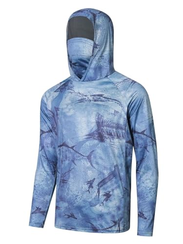 YIBIMOTTO Plus Size Athletic Hoodies for Men UPF 50+ Sun Shirt with Mask Long Sleeve Fishing Shirt Sports Shirt Big and Short