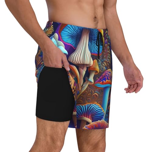 Mushroom Print Men Stylish Functionality Swim Trunks Breathable Beach Shorts Surfing Gym Fishing3