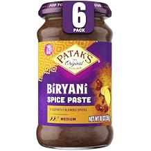 Pataks Biryani Spice Paste, Authentic Indian Cooking for Traditional with Aromatic Spices, Ginger & Paprika, Ideal for Chicken, Vegetable & One-Pot Meals, Medium Spicy, 10 oz Jar, 6-Pack