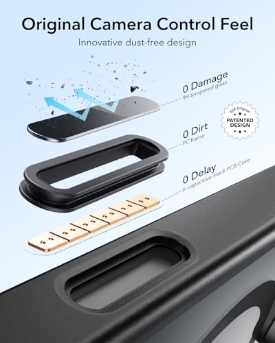 Image of ESR for iPhone 16 Pro Max Case,Camera Control Button Compatible with MagSafe, Military-Grade Protective Case, Built-in Stash Stand Phone Case Classic Series, Frosted Black