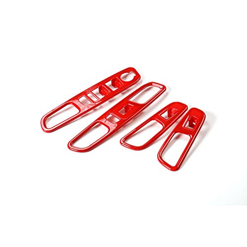HIGH FLYING Car Interior Accessories Red Window Switch Control Panel Cover Trim 4PCS for Jeep Renegade 2015-2020