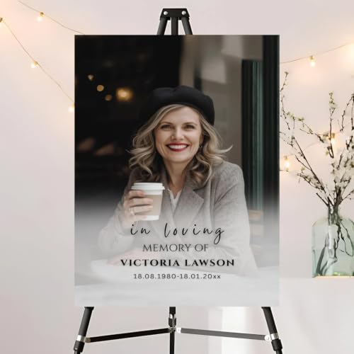 Personalized In Loving Memory Welcome Sign, Funeral Welcome Sign with Photo, Memorial Picture Board, Memorial Sign, Celebration Of Life Decoration, Memorial Decorations #2