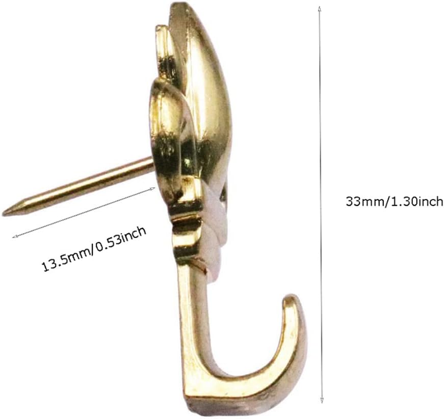 Pack of 20 Zinc Alloy Flower Shape Push Pin Hangers Hook Pin Wall Hooks (Gold)