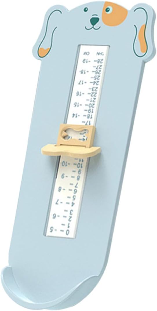 DOITOOL Foot Measuring Ruler for Infants, Shoe Size Chart Tool with Blue Animal Design, Accurate Foot Length Measurement Device for Buying Shoes Online