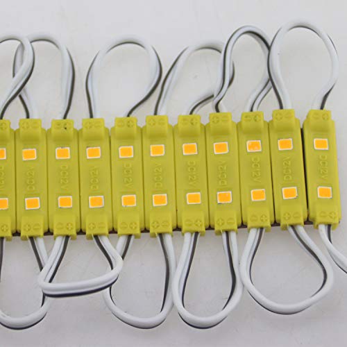 Image of Super Bright 200pcs 2835 2 LED Module Lights Waterproof Decorative Light Yellow for Letter Sign Advertising Signs with Tape Adhesive Backside (Yellow)
