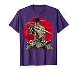 Afro American Samurai Warrior Katana Anime red Moon T-Shirt