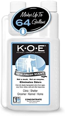 Thornell Kennel Odor Eliminator Concentrate – K.O.E. Odor Eliminator for Strong Odor for Cages, Runs & More – Pet Odor Eliminator for Home & Kennel w/Safe, Non-Enzymatic Formula (Fresh Scent, 16 oz)