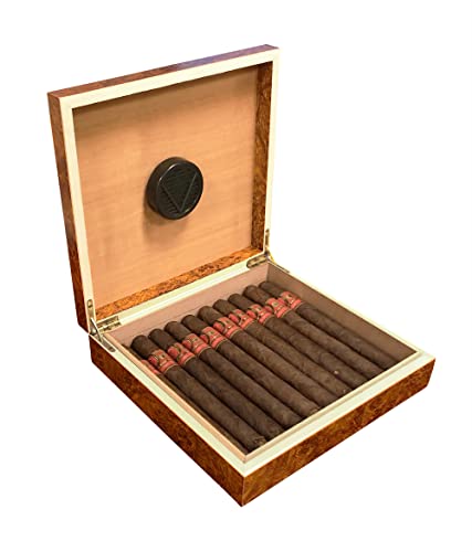 Prestige Import Group Chateau Small Cigar Humidor With Humidifier - Capacity: 20 Cigars - Color: Burl #TOP4
