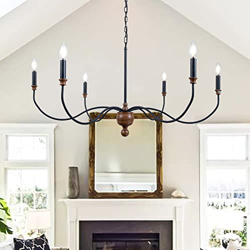 Wochos Modern Farmhouse Chandelier Light Fixture, 6-Light Large Hanging Light Fixture For Dining Room Over Table, Living Room #TOP7