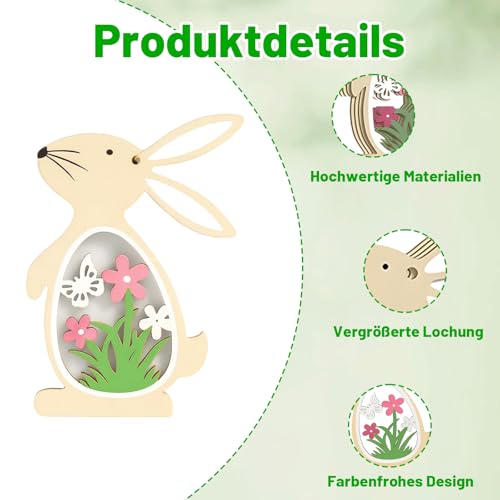GSOIDJY 24 Stück Osterdeko zum Aufhängen, Holz Oseranhänger mit Osterhase Ostereier Schmetterlinge Blumen, Fensterbilder Frühling, Frühlingsdeko für Osterbaumdekoration Zuhause Klassenzimmer