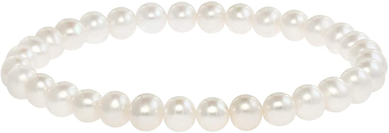 Round Freshwater Cultured Pearl Bride & Bridesmaid 8" Stretch Strand Bracelet - Choice of Pearl Size and Color