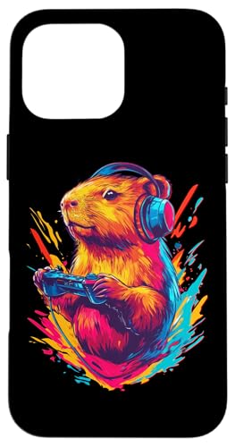 Capybara Gamer | Funny Capybara Graphic | Jeu vidéo Gamer Coque pour iPhone 16 Pro Max