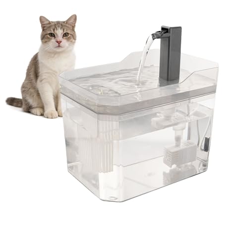 Plastic Cat Water Fountains Transparent and Visible Tank,50.7Oz/1.5L Cat and Dog Drinking Bowl Water Foutain Indoor Easy to Clean Small Pet Water Fountain with Quiet Pump
