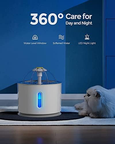 Petiigo Cat Water Fountain, Stainless Steel Cat Fountain 2.4 L Pet Dog Water Dispenser for Cats Dogs with LED Indicator Light & 3 Activated Carbon Cat Water Fountain Filters