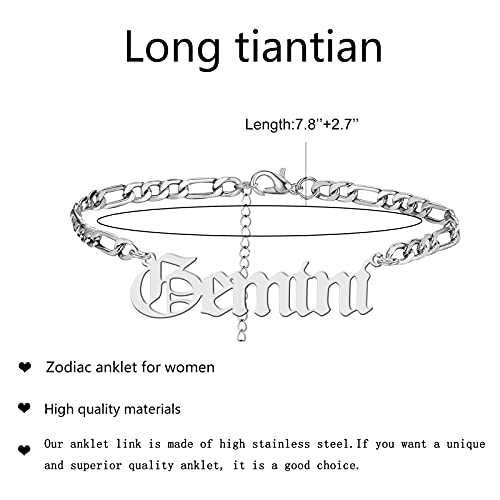 Long tiantian Old English Zodiac Stainless Steel Anklet #TOP25