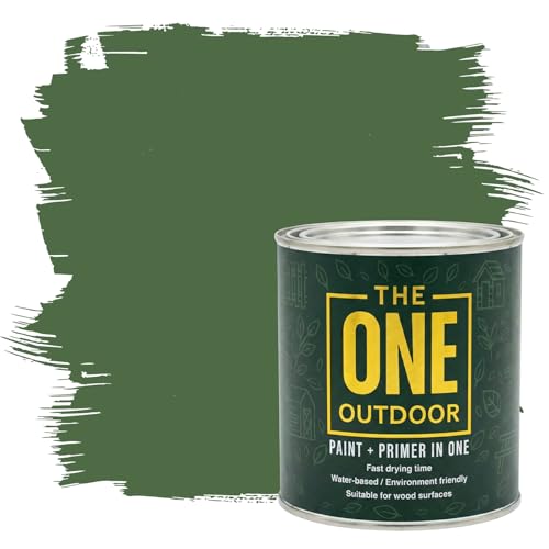 THE ONE Outdoor Paint - Dark Green, 1 Litre | Durable Exterior Paint for Wood, Metal & Masonry | Weather Resistant Finish